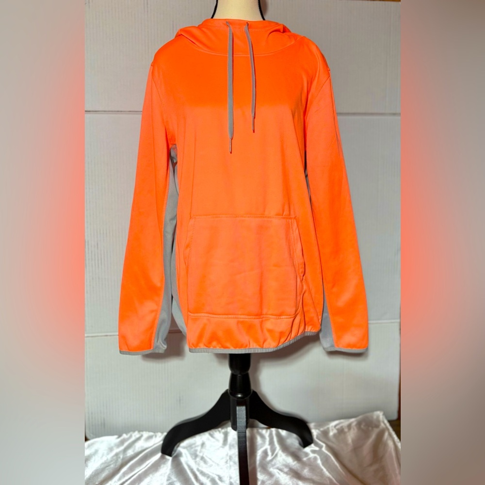 Danskin women’s XL 16/18 Dri more orange trimmed w/gray long sleeve hoodie.